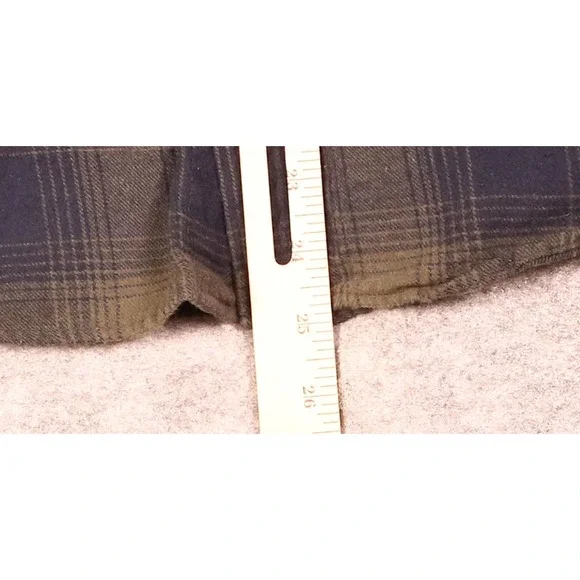 Tallwoods Filmore Flannel Shirt Mens Medium Olive Green Navy Blue Plaid - Picture 4 of 6